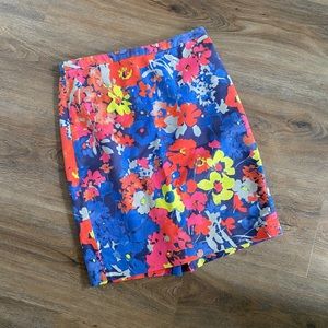 Loft Fluorescent Floral Pencil Skirt